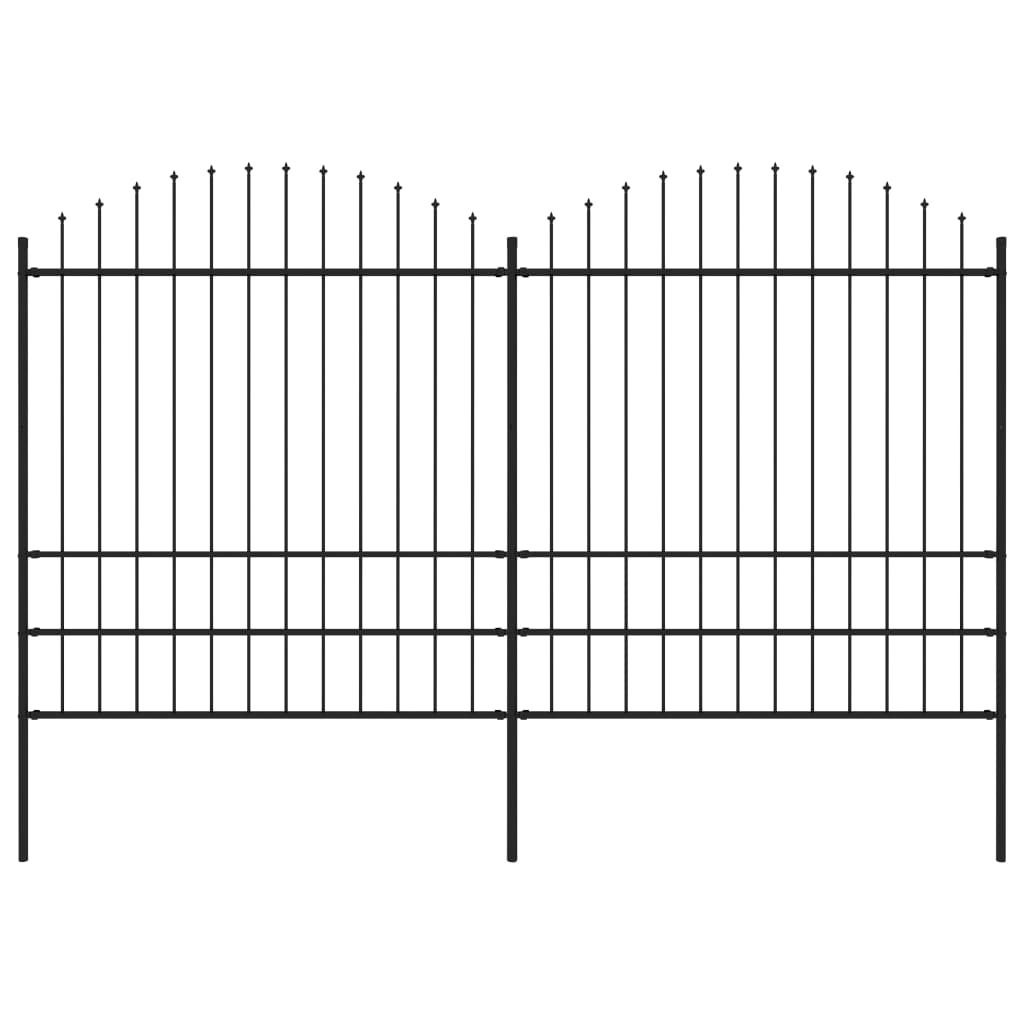 Vidaxl garden fence with spears top (1.75-2) x3.4 m steel black