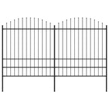 Vidaxl garden fence with spears top (1.75-2) x3.4 m steel black