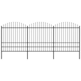 Vidaxl garden fence with spears top (1.75-2) x5.1 m steel black