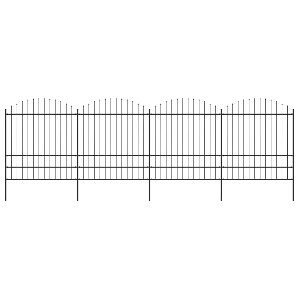 Vidaxl garden fence with spears top (1.75-2) x6.8 m steel black