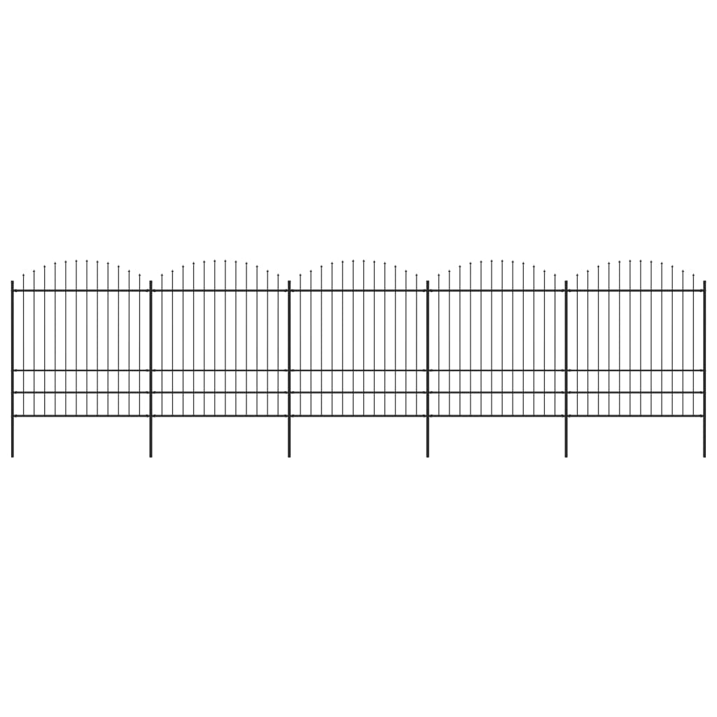 Vidaxl Garden Fence con Spears Top (1,75-2) x8,5 m in acciaio nero