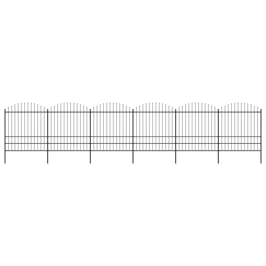 Vidaxl garden fence with spears top (1.75-2) X10.2 m Steel Black