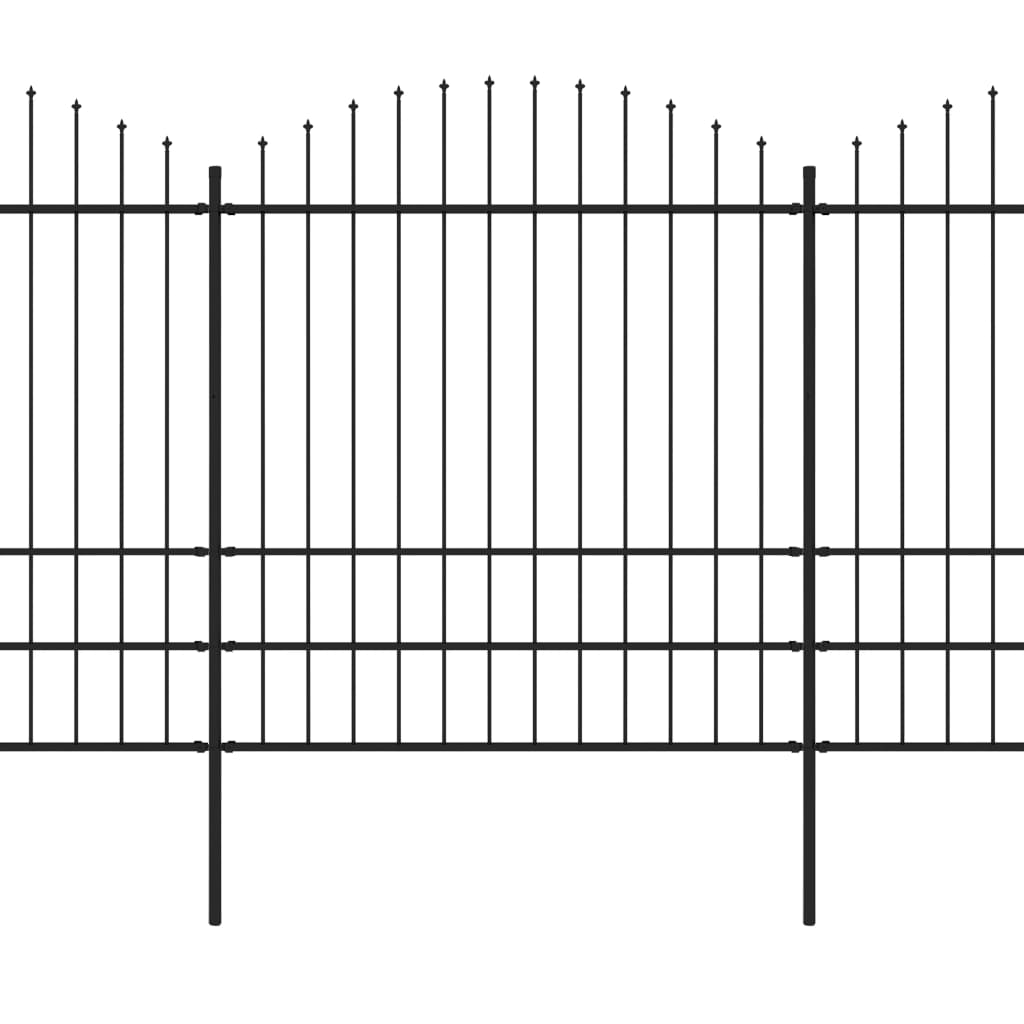 Ogrodzenie ogrodowe vidaxl z topem włóczni (1,75-2) x10.2 m stalowa czarna