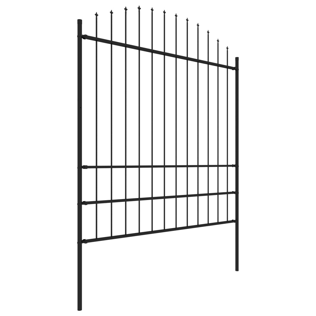 Clôture de jardin vidaxl avec haut de lance (1,75-2) x10,2 m en acier noir