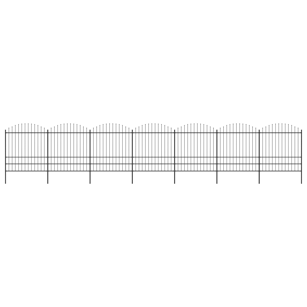 Vidaxl garden fence with spears top (1.75-2) x11.9 m steel black