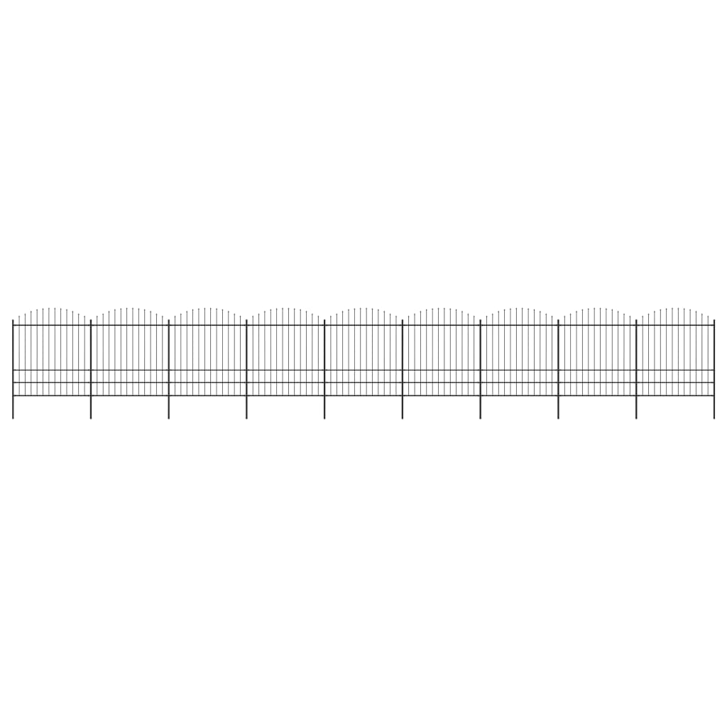 Vidaxl Garden Fence s Spears Top (1,75-2) x15,3 m ocel černá