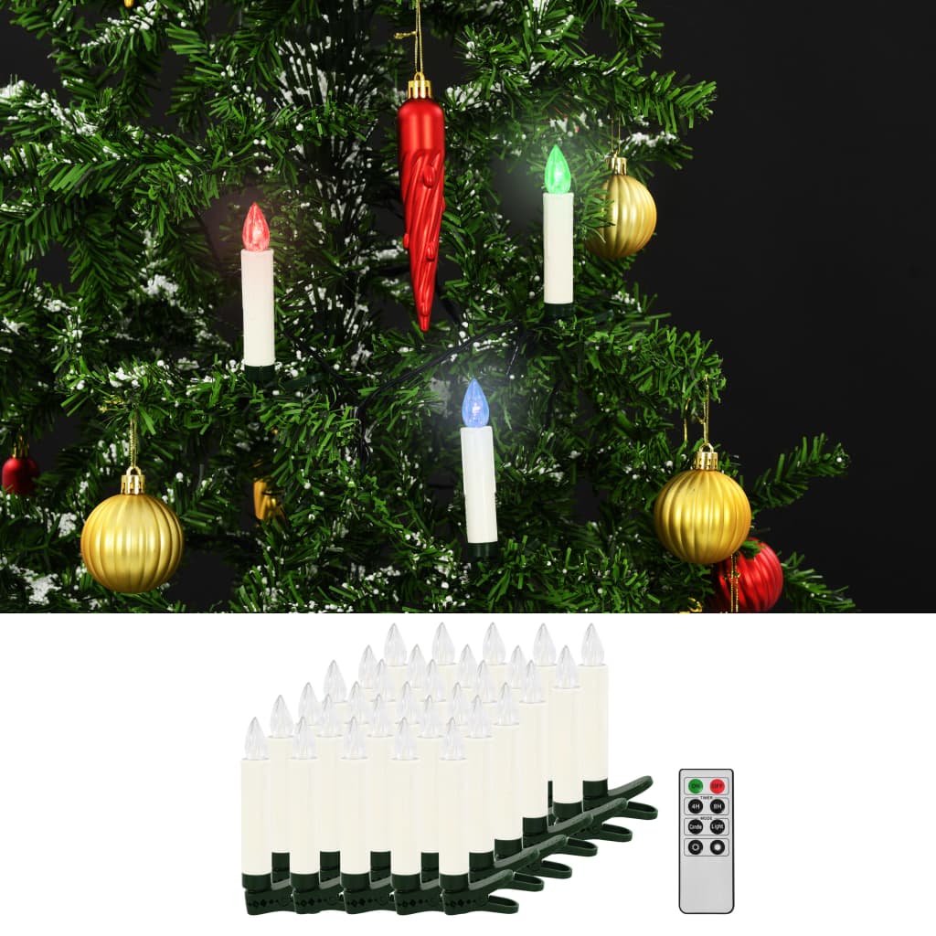 Velas LED de Vidaxl de Navidad inalámbrica con control remoto 30 St RGB