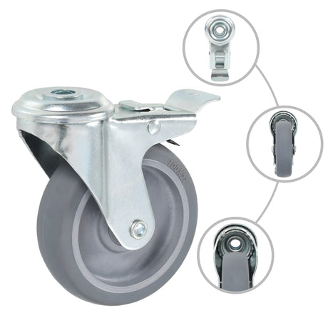 Vidaxl 24 St Swivel Wheels med bolthull 100 mm