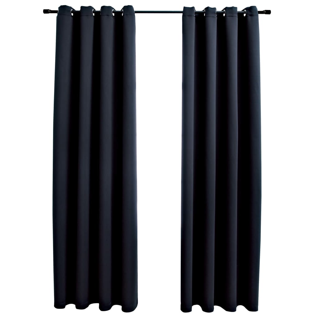 Vidaxl Curtain Blackout s kovovými prsteny 2 st 140x175 cm černá