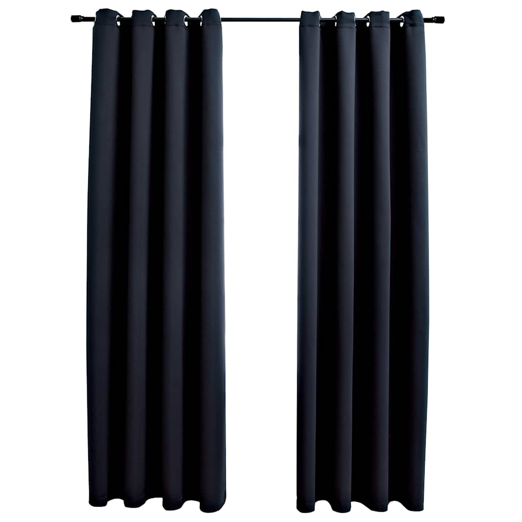 Vidaxl Curtain Blackout med metallringer 2 St 140x245 cm svart