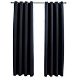 Blackout di tenda Vidaxl con anelli di metallo 2 St 140x245 cm nero