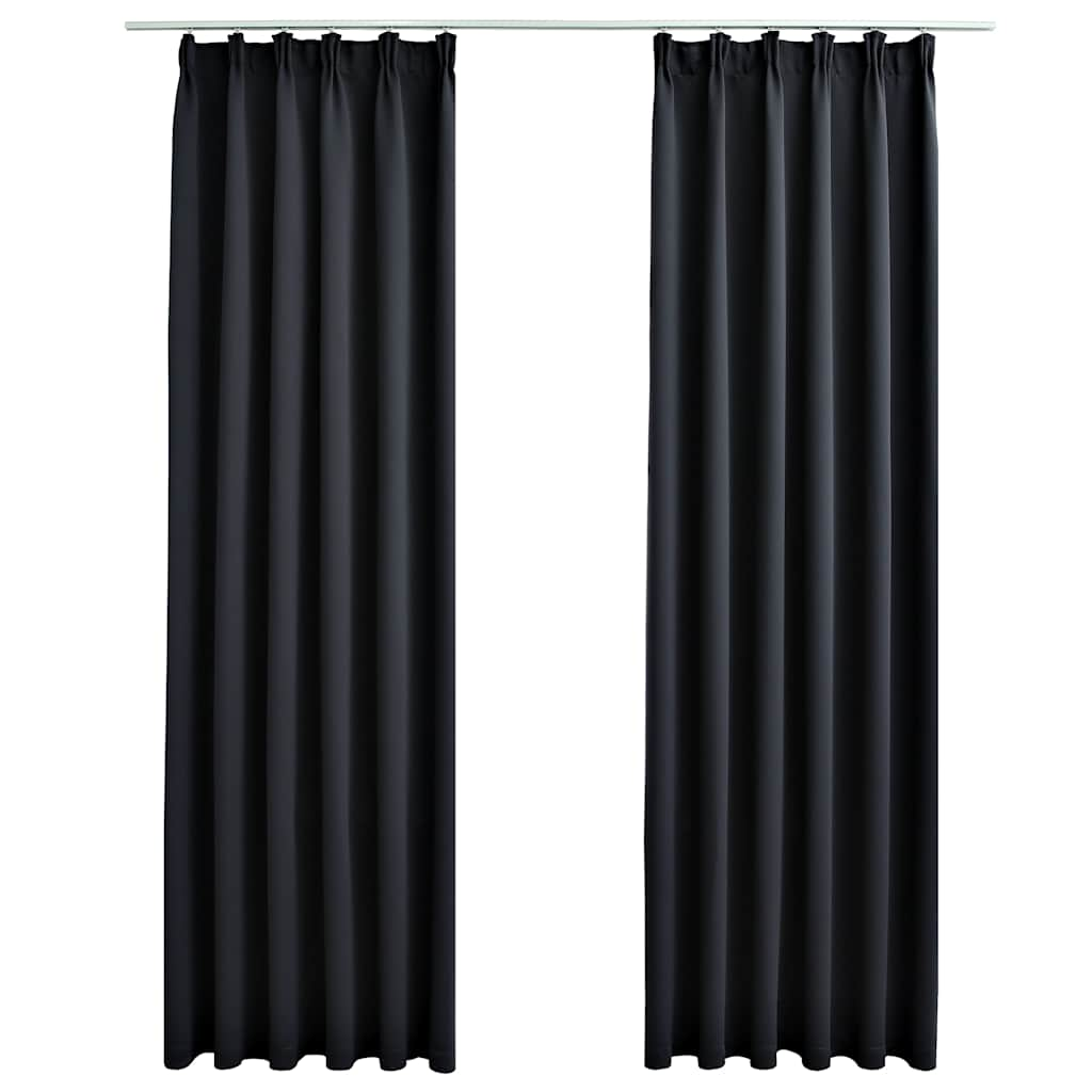 VidaXL Curtains blackout with hooks 2 st 140x175 cm black