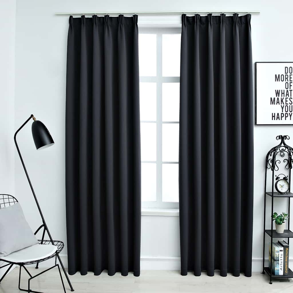 Vidaxl gardiner blackout med kroker 2 st 140x175 cm svart