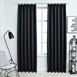 VidaXL Curtains blackout with hooks 2 st 140x175 cm black