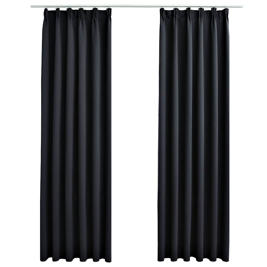 Vidaxl curtains blackout with hooks 2 st 140x225 cm black