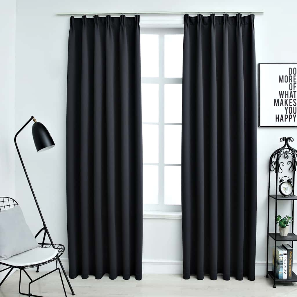 Vidaxl gardiner blackout med kroker 2 st 140x225 cm svart