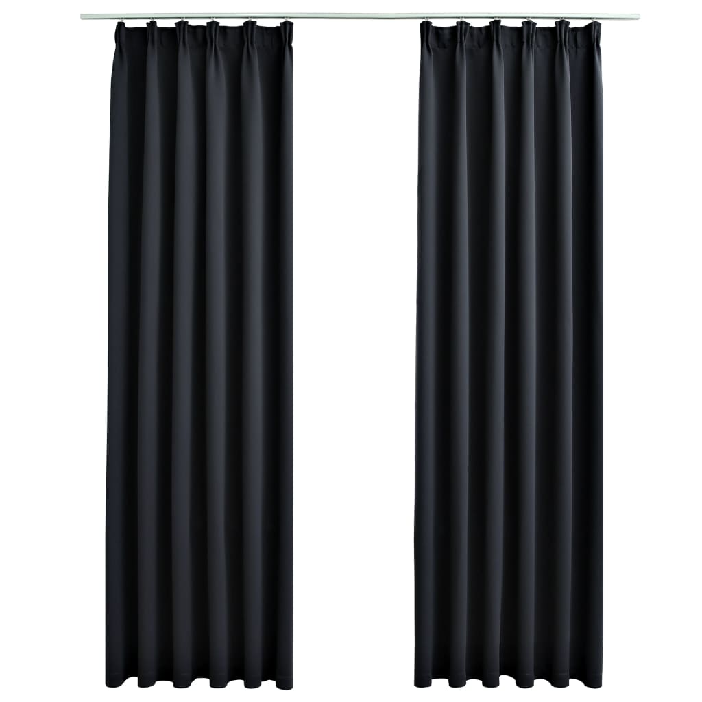 Vidaxl tende blackout con ganci 2 pezzi 140x245 cm nero