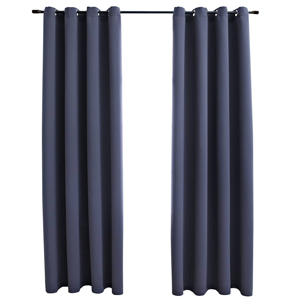 Vidaxl gardiner mørklægning med ringe 2 ST 140x225 cm Anthracite