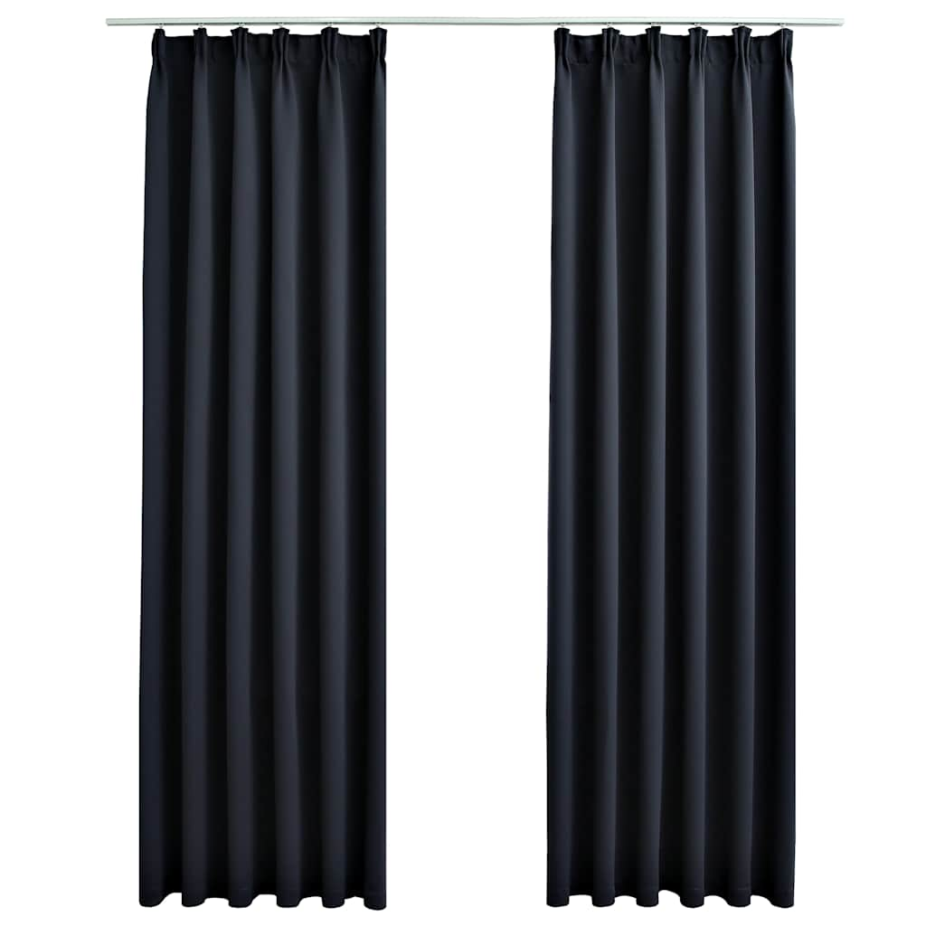 Vidaxl curtains blackout with hooks 2 pcs 140x175 cm anthracite