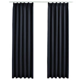 Vidaxl curtains blackout with hooks 2 pcs 140x175 cm anthracite