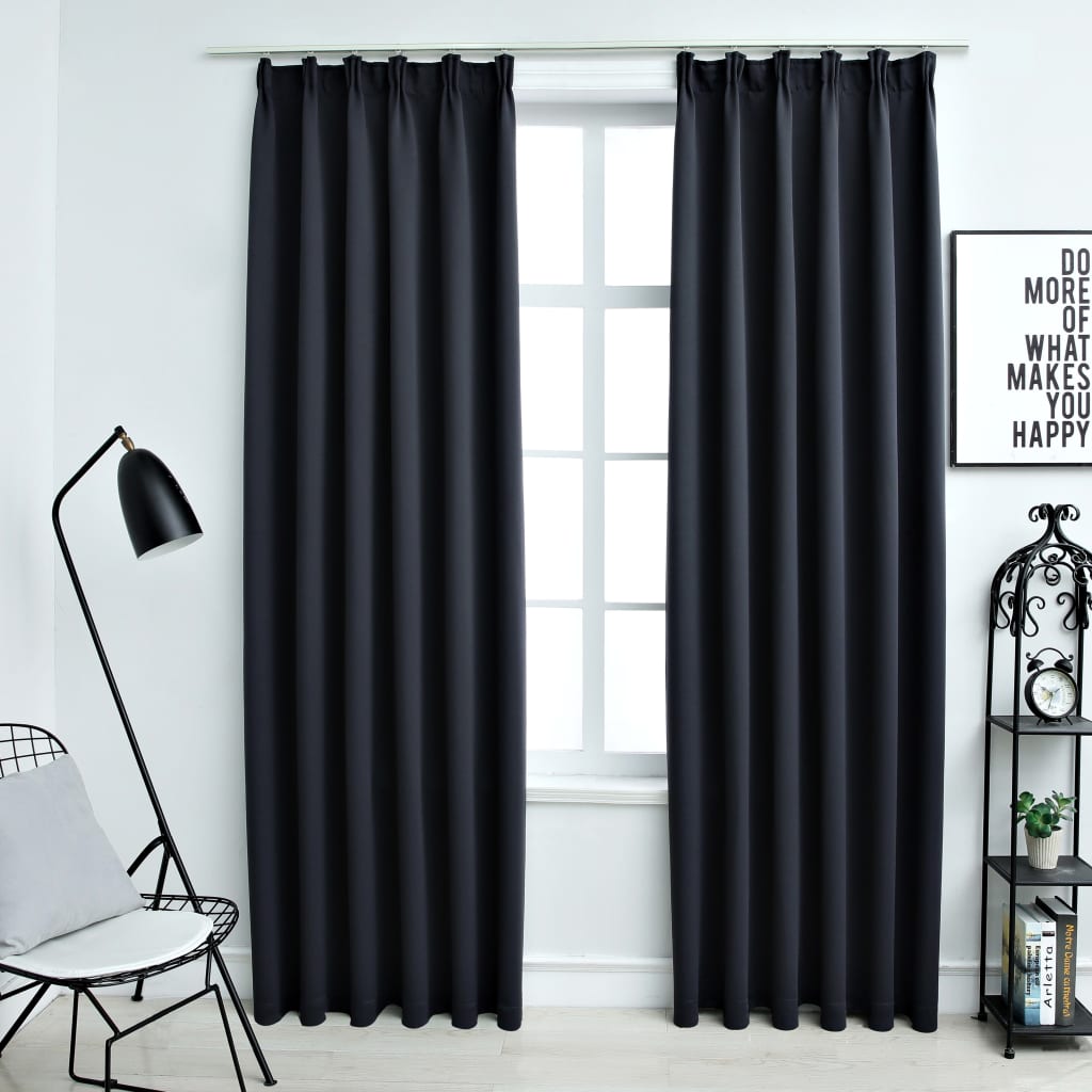 Vidaxl curtains blackout with hooks 2 pcs 140x175 cm anthracite