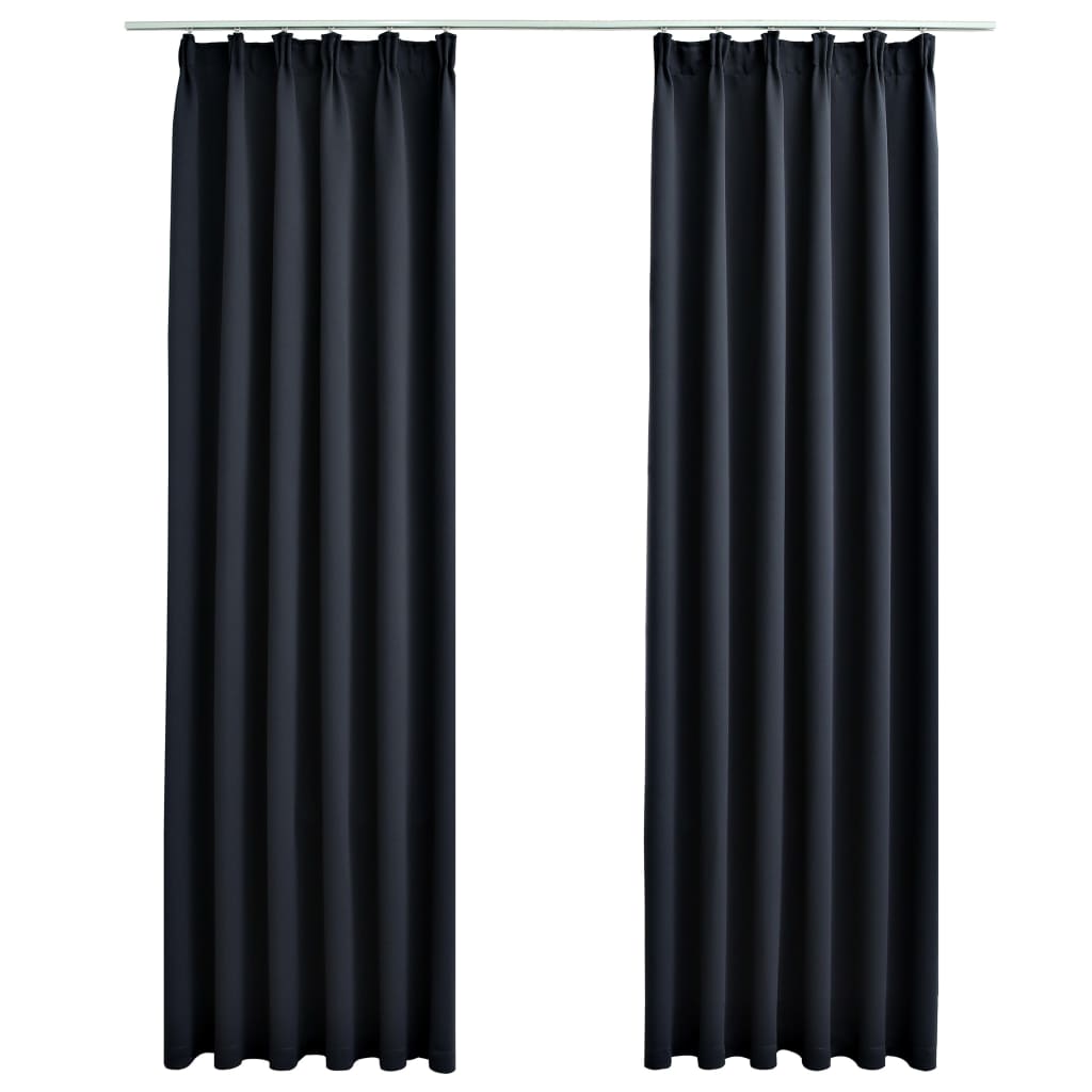 Cortinas Vidaxl oscureciendo con ganchos 2 ST 140x225 cm antracita