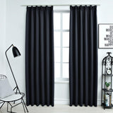 Cortinas Vidaxl oscureciendo con ganchos 2 ST 140x225 cm antracita