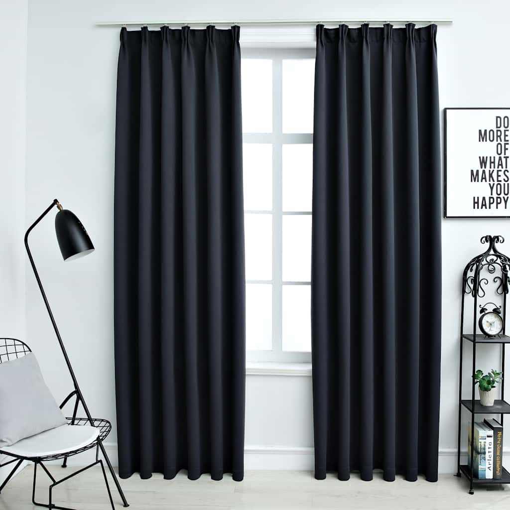 Vidaxl rideaux Blackout avec des crochets 2 st 140x245 cm anthracite