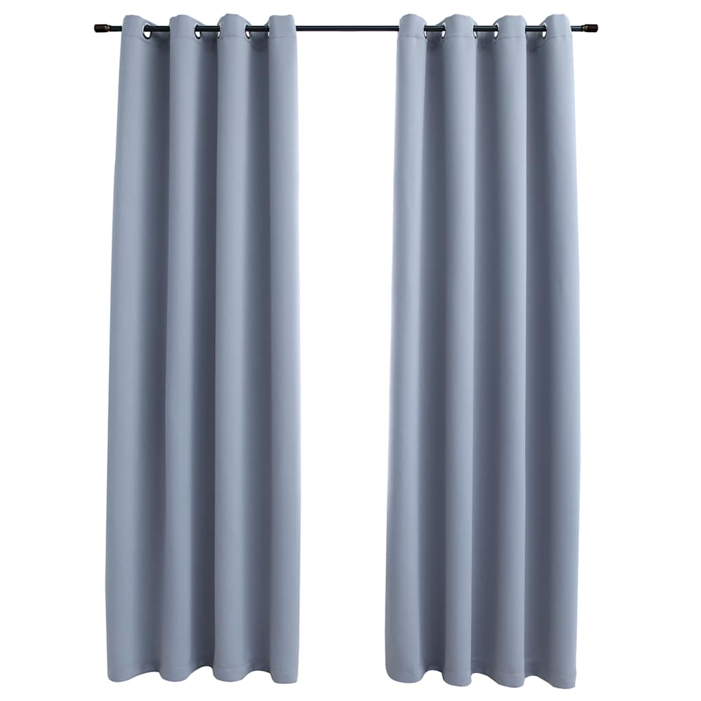 Vidaxl rideau occlusion avec anneaux en métal 2 st 140x175 cm gris