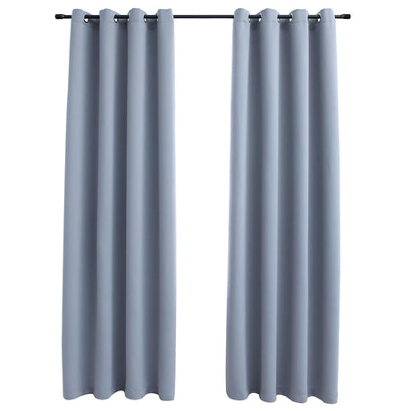 Vidaxl rideau occlusion avec anneaux en métal 2 st 140x175 cm gris