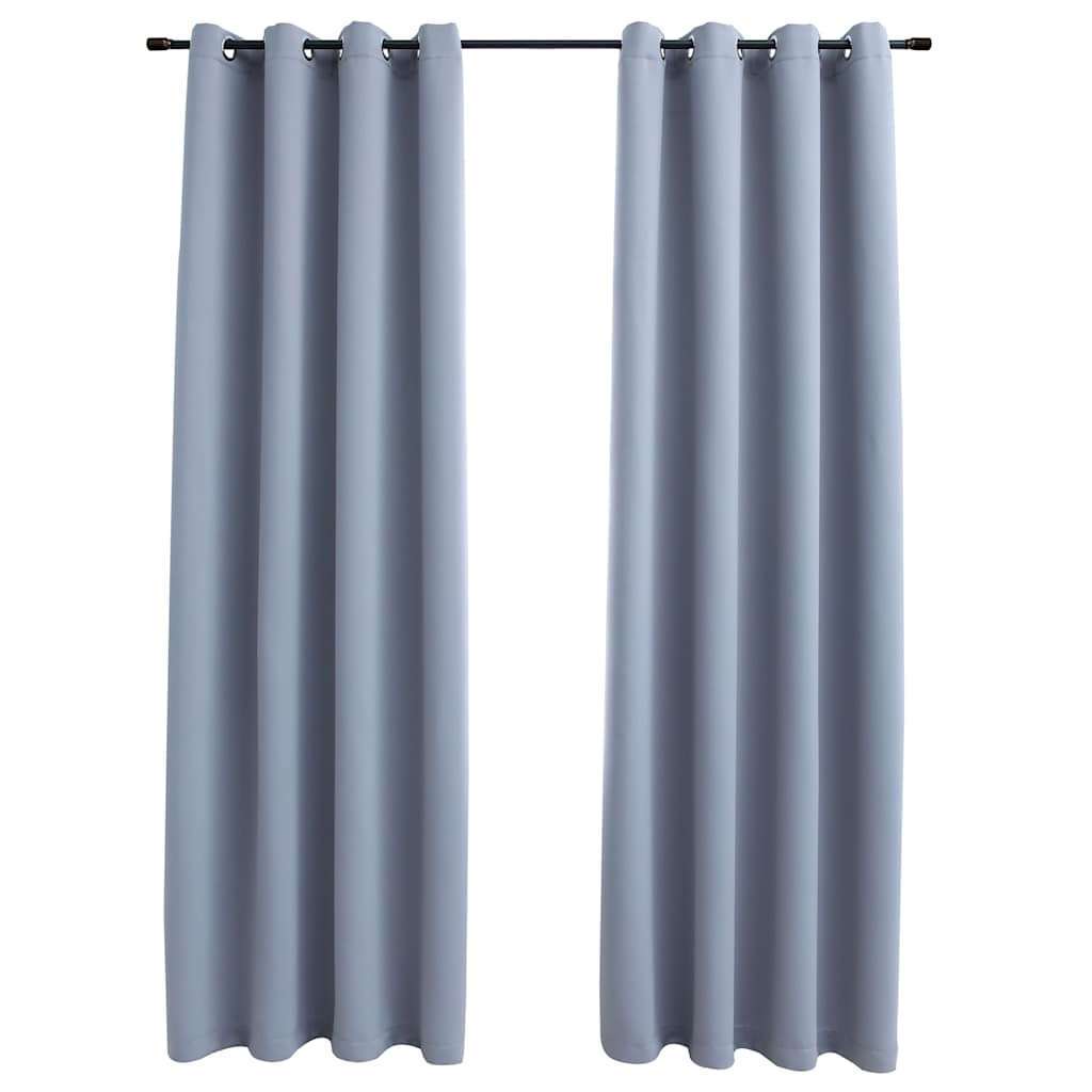 Vidaxl Curtain blackout with metal rings 2 st 140x175 cm gray