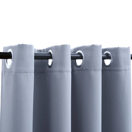 Vidaxl rideau occlusion avec anneaux en métal 2 st 140x175 cm gris
