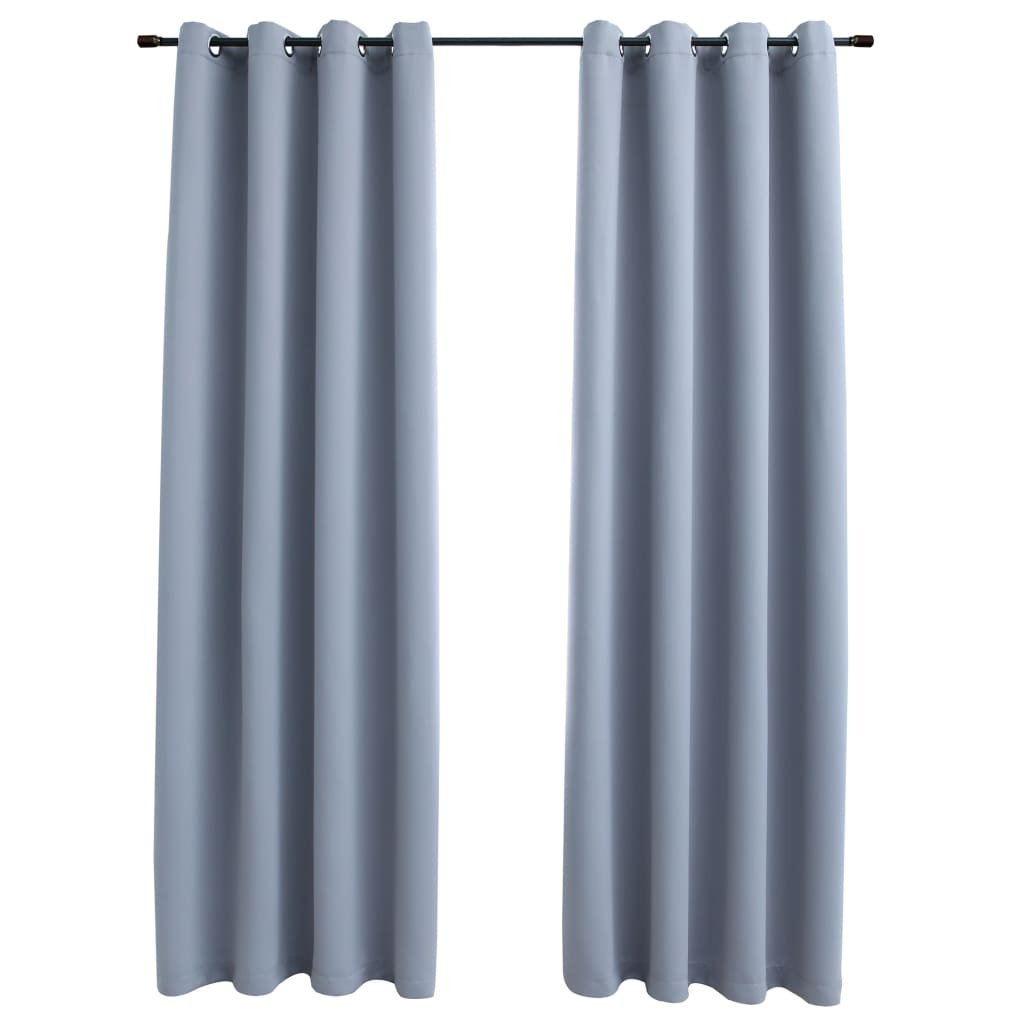 VIDAXL Curtain Blackout s kovovými prsteny 2 st 140x245 cm šedá