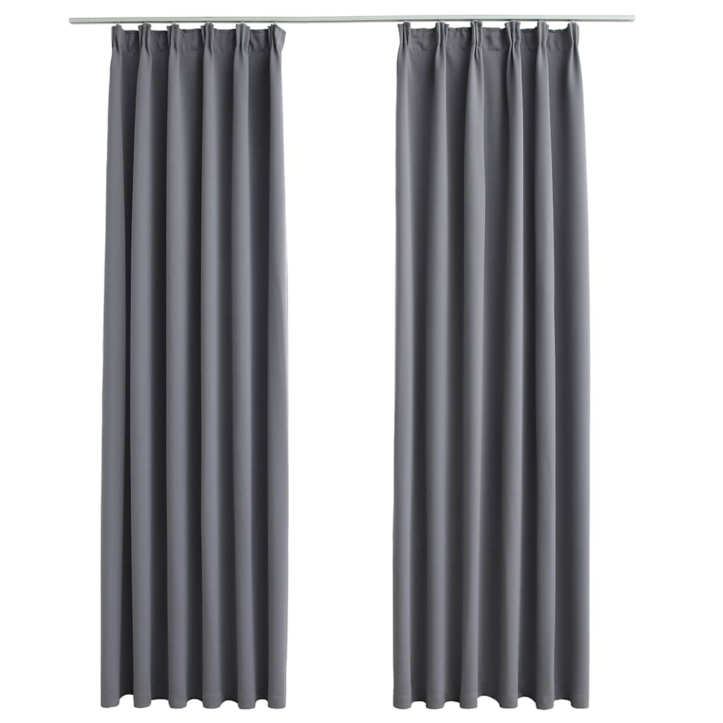 Vidaxl curtains blackout with hooks 2 st 140x175 cm gray