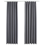 Vidaxl curtains blackout with hooks 2 st 140x175 cm gray