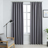 Vidaxl curtains blackout with hooks 2 pcs 140x225 cm gray