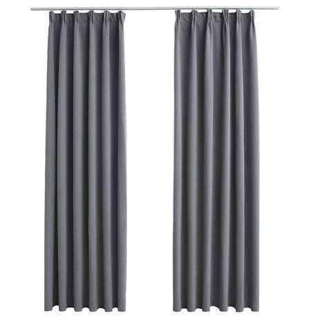 Vidaxl rideaux occlusion avec crochets 2 pcs 140x245 cm gris