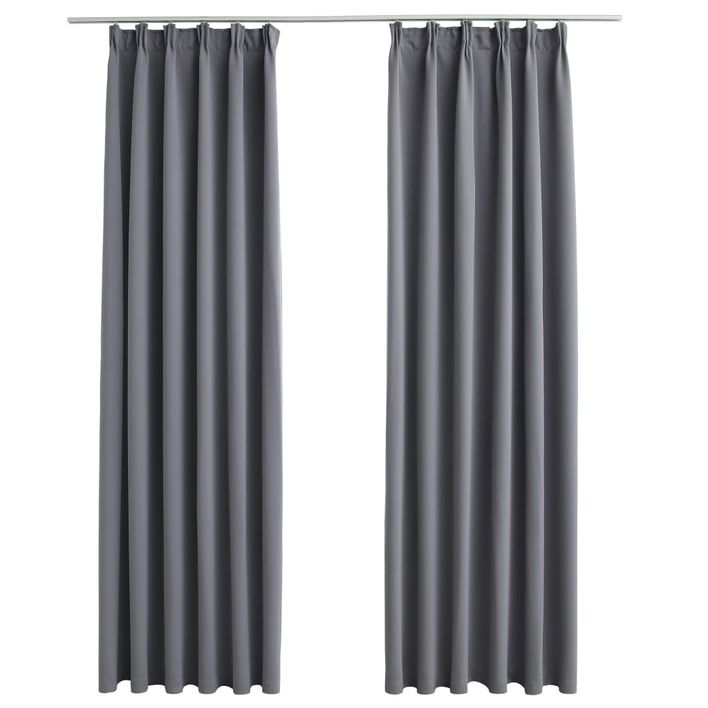 Vidaxl curtains blackout with hooks 2 pcs 140x245 cm gray