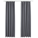 Vidaxl curtains blackout with hooks 2 pcs 140x245 cm gray