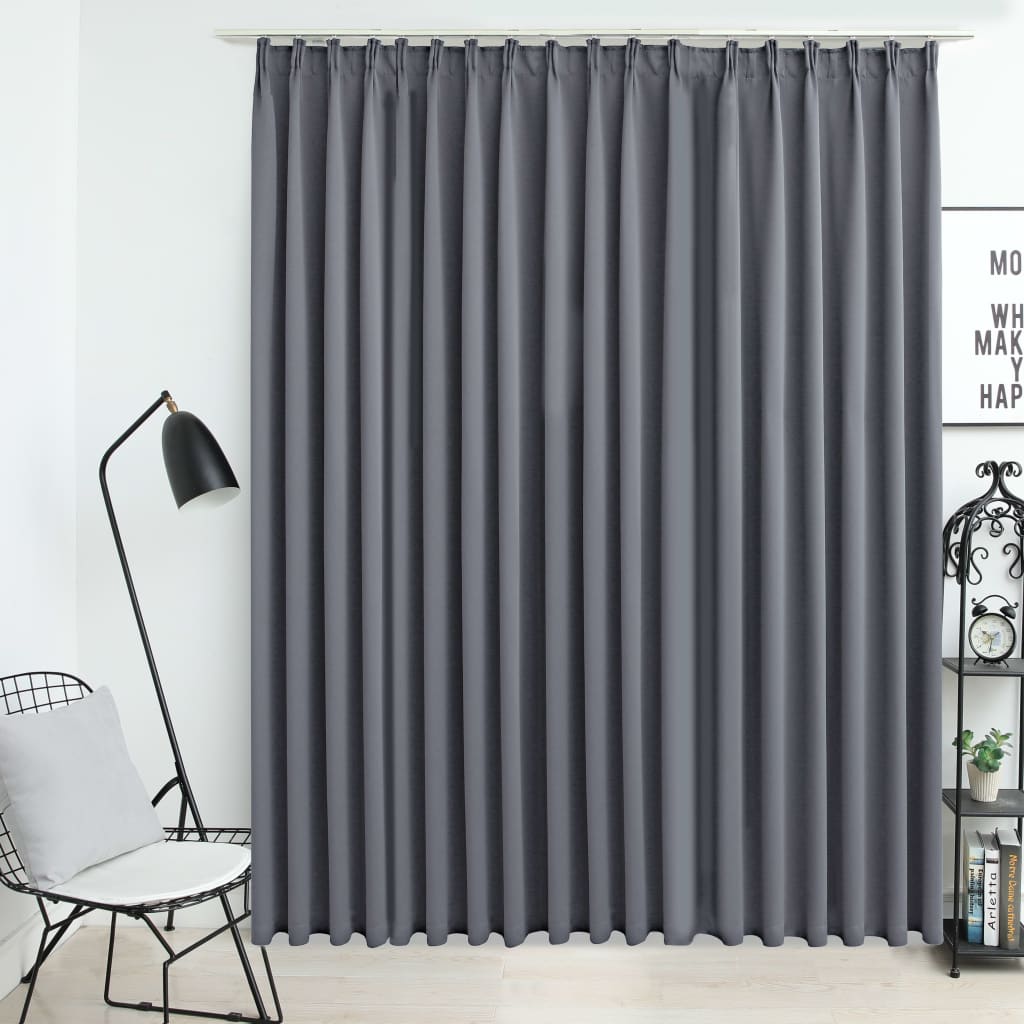 Vidaxl gardin blackout med kroker 290x245 cm grå