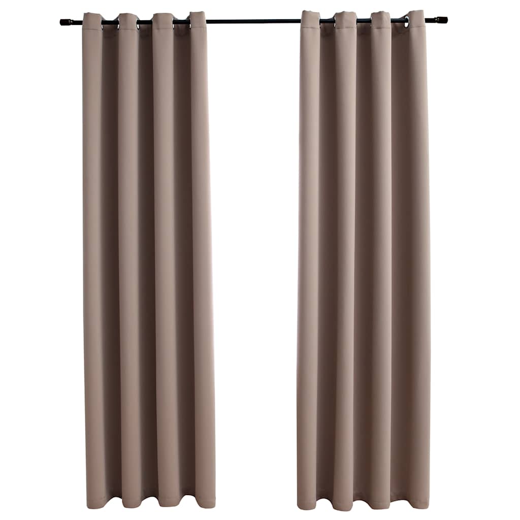 Rideau vidaxl accablant avec des anneaux en métal 2 st 140x175 cm taupe