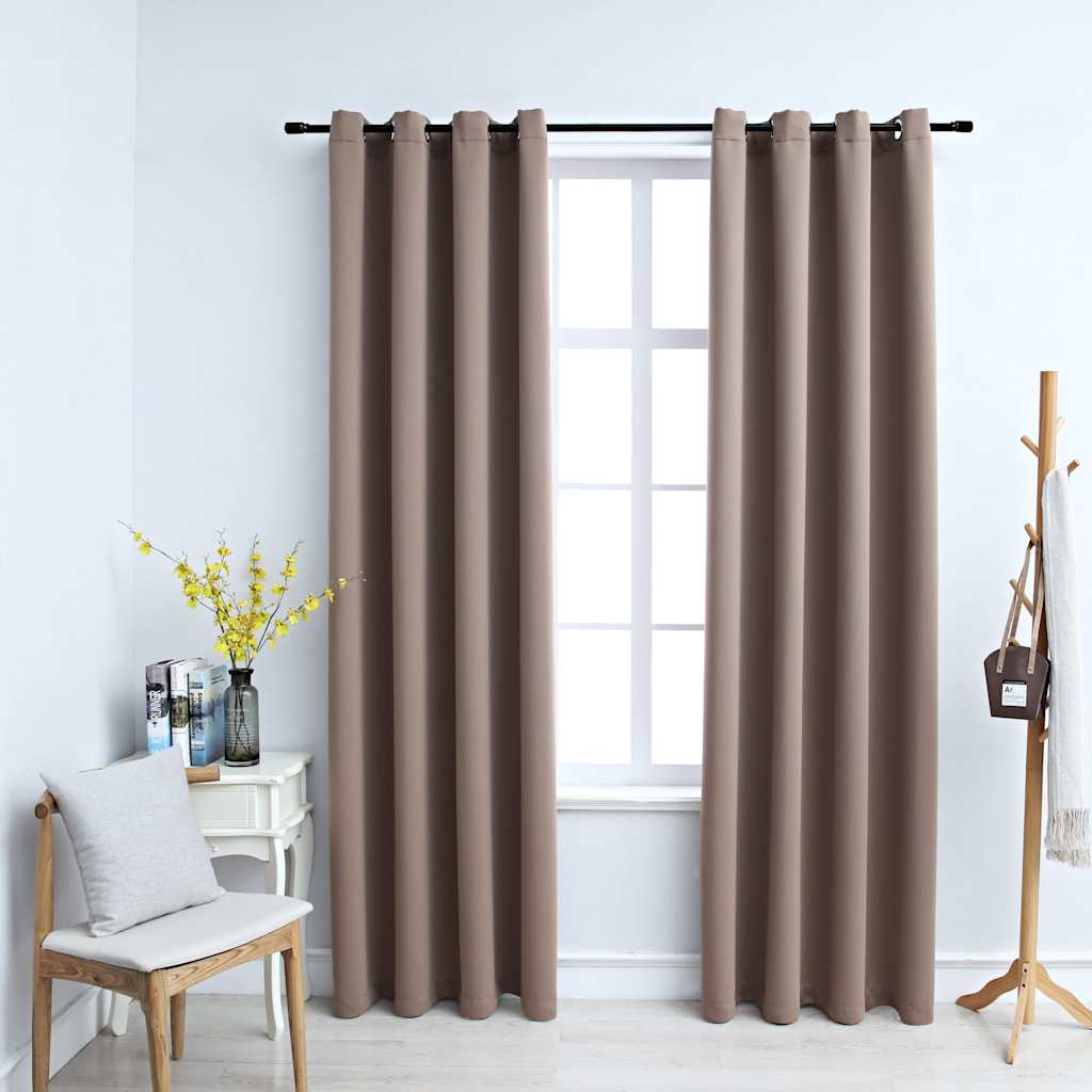 Vidaxl opona zatraceně s kovovými prsteny 2 st 140x175 cm taupe