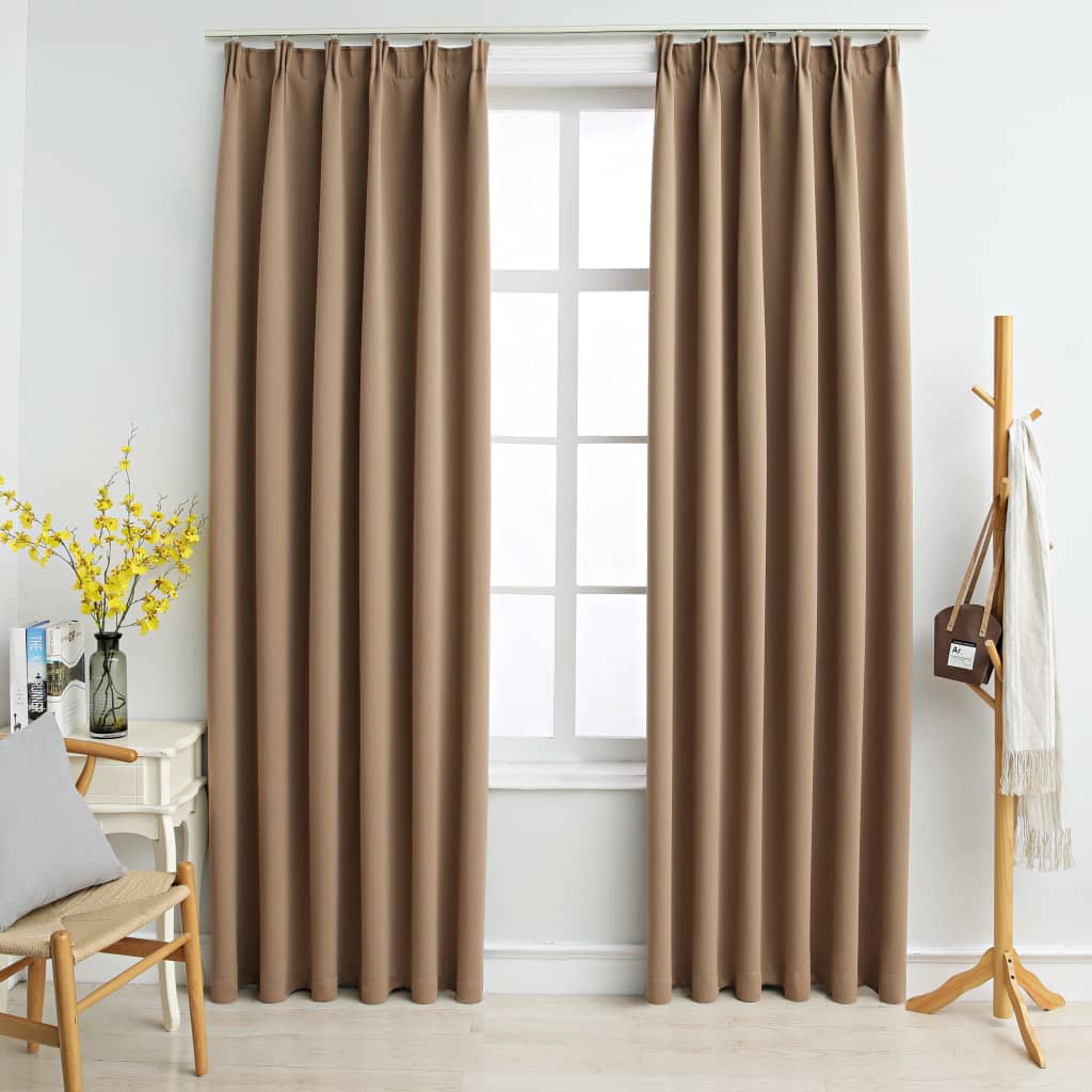 Vidaxl -gardiner Blackout med krokar 2 st 140x175 cm taupe