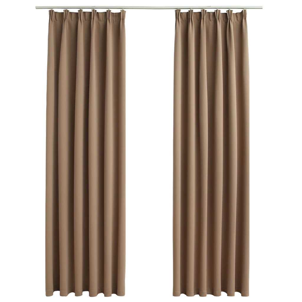 Vidaxl gardiner blackout med kroker 2 st 140x225 cm taupe