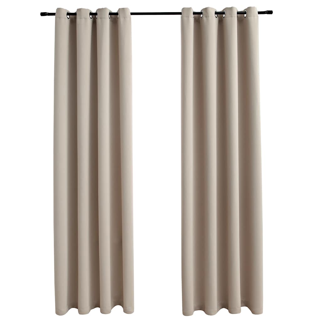 VIDAXL -Vorhang mit Metallringen 2 ST 140x175 cm Beige