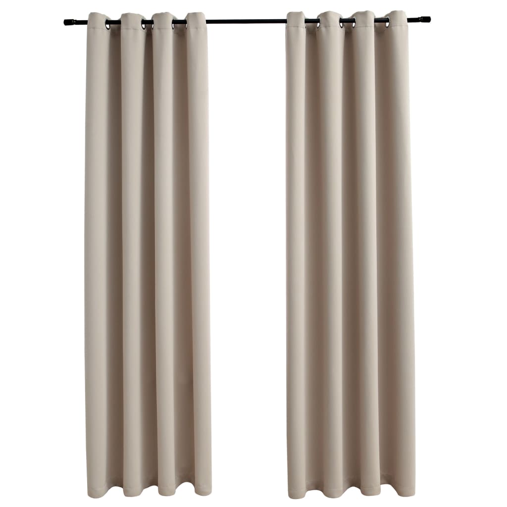 Vidaxl opona zatraceně s kovovými prsteny 2 st 140x225 cm beige