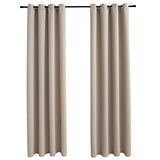 Vidaxl Curtain Damning with Metal Rings 2 St 140x225 cm Beige