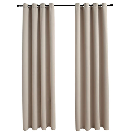Vidaxl rideau accablant avec des anneaux métalliques 2 st 140x245 cm beige