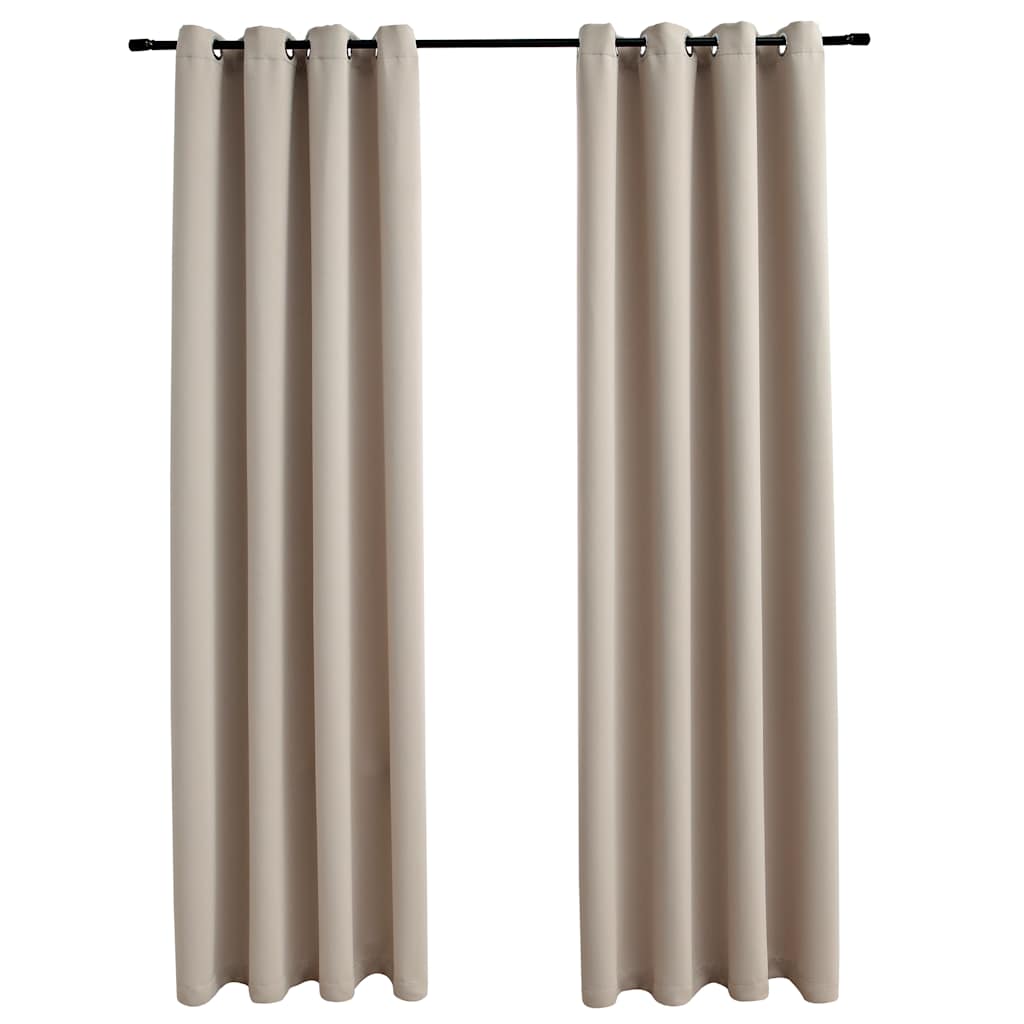 VIDAXL -Vorhang mit Metallringen 2 ST 140x245 cm Beige