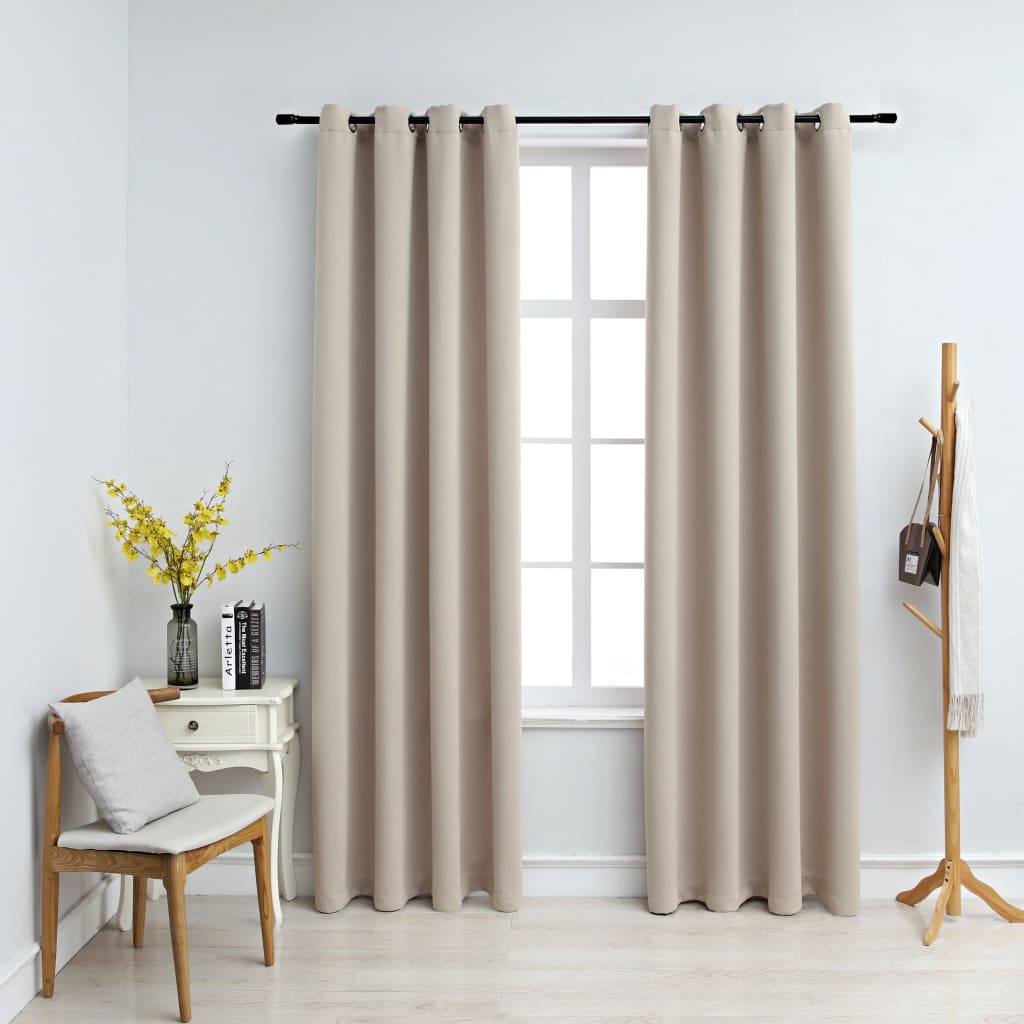 VIDAXL -Vorhang mit Metallringen 2 ST 140x245 cm Beige